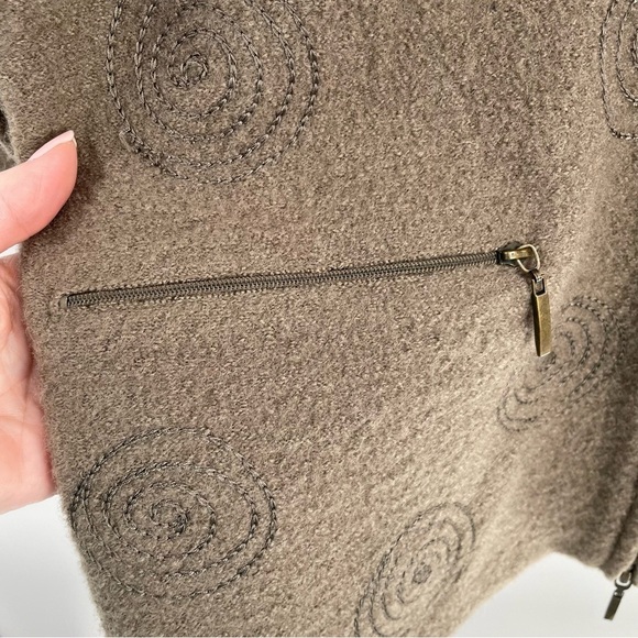 Carol Little Vintage Boiled Wool Spiral Detail Zip Pockets Unlined Jacket Casual - Picture 3 of 12